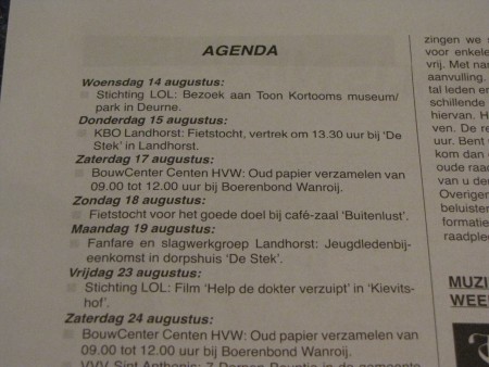 Agenda Wanroijs nieuws: staan we ook al in!